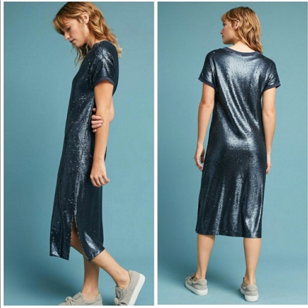 Anthro Moulinette Soeurs Sequin Easy Fit Shift Dress - Picture 1 of 16